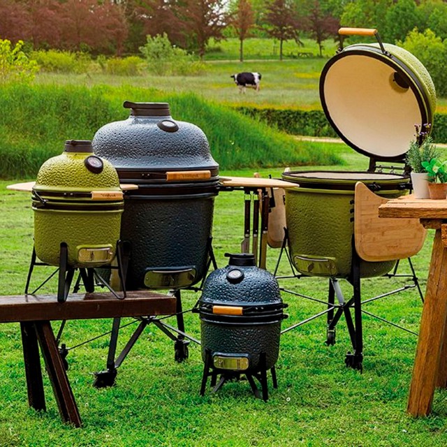 Барбекю на вугіллі з керамічними грилями Kamado Joe