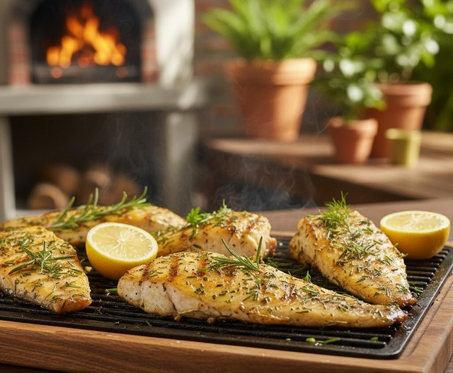 Кінг-кліп на грилі з лимоном і травами